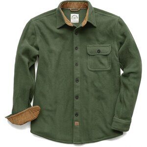 Men's Fleece Army Green Long Sleeve Casual Button Down Brushed 100% Cotton Shirt
